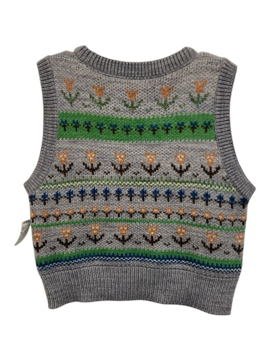 Loeffler Randall Size S Grey & Multi Wool Floral Knit Vest Grey & Multi / S