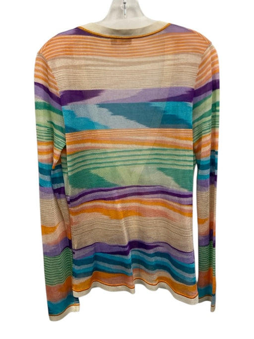 Missoni Size 44 Orange, Teal & Multi No Fabric Tag Button Front Cardigan Orange, Teal & Multi / 44