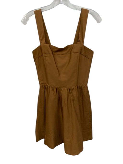 Alice + Olivia Size 8 Brown Cotton Blend Square Neck Straps Pockets Dress Brown / 8