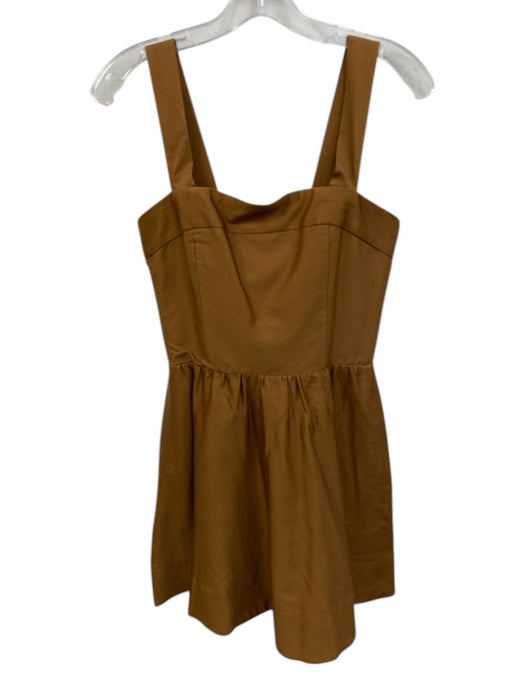 Alice + Olivia Size 8 Brown Cotton Blend Square Neck Straps Pockets Dress Brown / 8