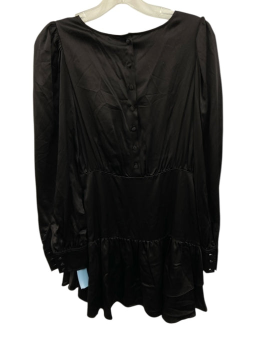 Loveshackfancy Size 4 Black Silk Button Back Long Sleeve Mini Dress Black / 4