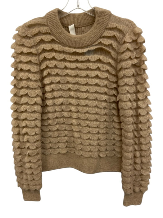 Zimmermann Size 2 Brown Alpaca Blend ruffles Crew Neck Long Sleeve Sweater Brown / 2