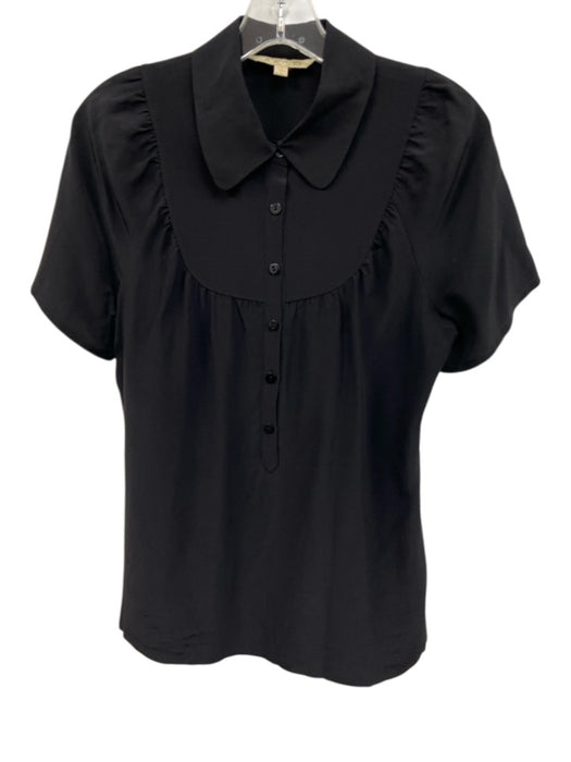 Joe's Size S Black Silk Cap Sleeve Button Front Collar Top Black / S