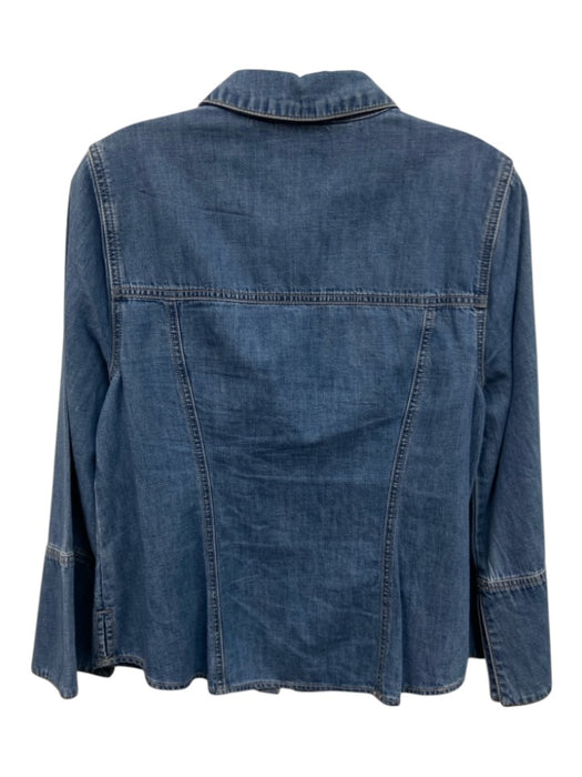 Veronica Beard Jeans Size M Blue Wash Cotton Button Front Collared Jacket Blue Wash / M