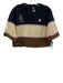 Sea New York Size M Navy, Cream & Brown Cotton Embroidered V Neck Top Navy, Cream & Brown / M