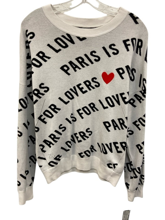Zadig & Voltaire Size M White, Black, Red Text Heart Sweater White, Black, Red / M