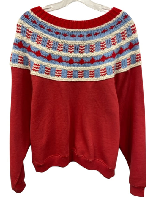 Polo Ralph Lauren Size L Red, Blue, White Cotton & Polyester Fair Isle Sweater Red, Blue, White / L