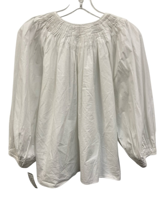 Loeffler Randall Size S White Cotton Pintuck Bib Front 1/4 Button Top White / S