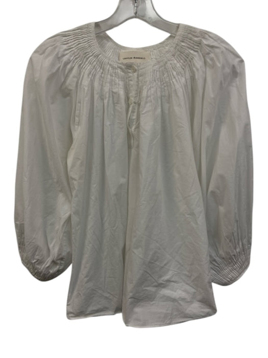 Loeffler Randall Size S White Cotton Pintuck Bib Front 1/4 Button Top White / S