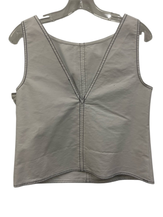 J Crew Size 8 White & Navy Blue Cotton Sleeveless Back V Top White & Navy Blue / 8