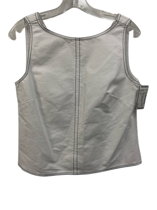 J Crew Size 8 White & Navy Blue Cotton Sleeveless Back V Top White & Navy Blue / 8