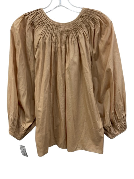Loeffler Randall Size S Beige Cotton Pintuck Bib Front 1/4 Button Top Beige / S