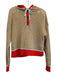 525 Size M/S Beige, Orange, Blue Cotton Open Knit Stripe Detail Hood Short Set Beige, Orange, Blue / M/S