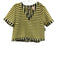 Buru Size M Green, Cream, Black Cotton & Polyester Short Sleeve Stripe Top Green, Cream, Black / M