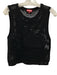 Staud Size M Black Cotton Sleeveless Open Knit Fish Sweater Vest Top Black / M