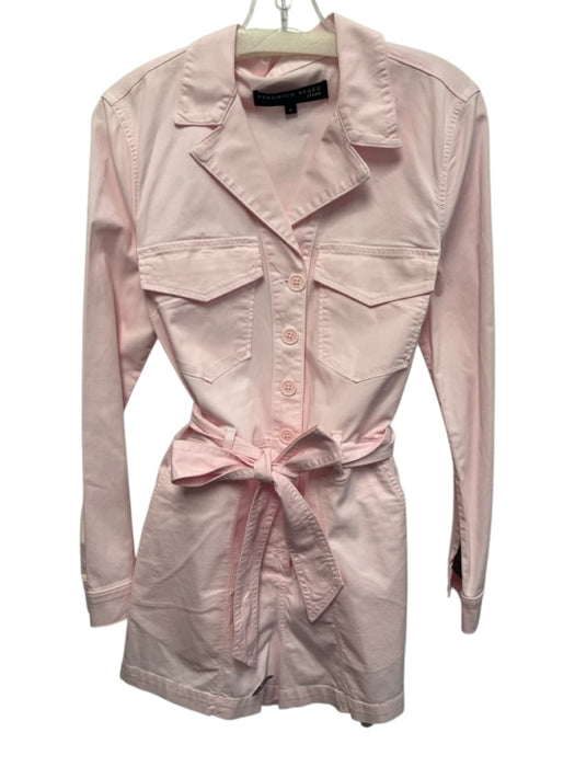 Veronica Beard Jeans Size M Light Wash Cotton Long Sleeve Buttons Sash Romper Light Wash / M