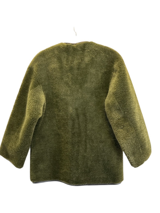 MNG by Mango Size XS Green & Black Polyester & Polyurethane Faux Fur Jacket Green & Black / XS