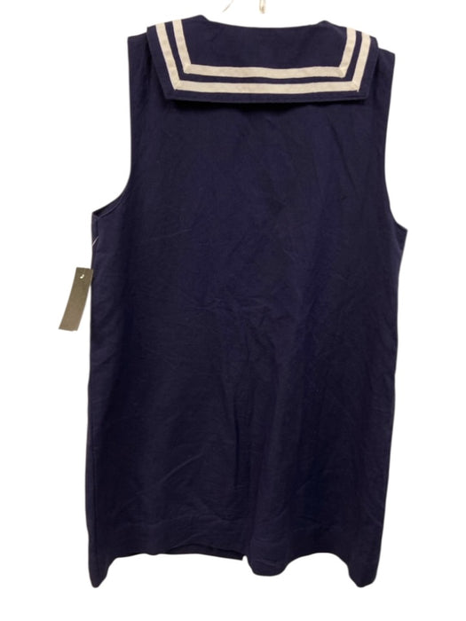 Marea Size S Navy Blue & White No Fabric Tag Sleeveless Collar Buttons Dress Navy Blue & White / S
