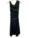Staud Size 8 Black Cotton & Elastane Sleeveless Gathered Side Wide Neck Dress Black / 8