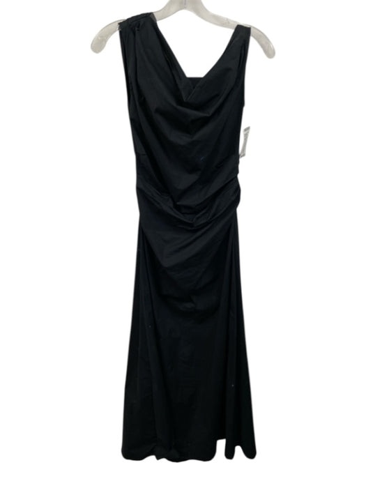 Staud Size 8 Black Cotton & Elastane Sleeveless Gathered Side Wide Neck Dress Black / 8