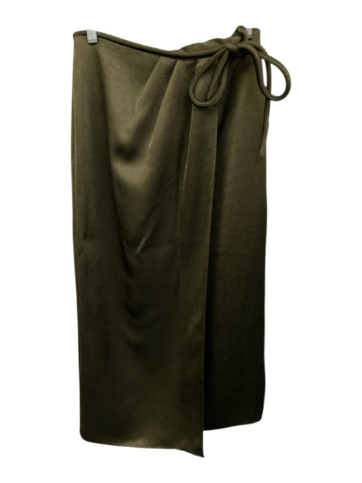 Antonio Melani Size 4 Olive Green Polyester Side Zip Piping Pleated Midi Skirt Olive Green / 4