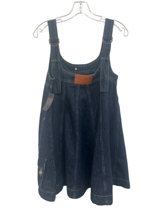 Damson Madder Size 4 Dark Wash Cotton Denim Sleeveless Overall Style Mini Dress Dark Wash / 4