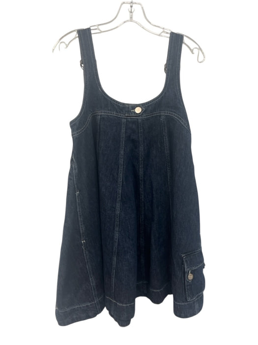 Damson Madder Size 4 Dark Wash Cotton Denim Sleeveless Overall Style Mini Dress Dark Wash / 4