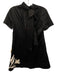 Staud Size S Black & Cream White Viscose & Cotton Short Sleeve Neck Tie Dress Black & Cream White / S