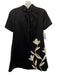 Staud Size S Black & Cream White Viscose & Cotton Short Sleeve Neck Tie Dress Black & Cream White / S