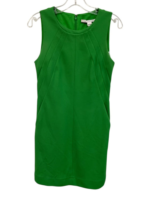 Diane Von Furstenberg Size 6 Green Polyamide Pique Pleated Detail Shift Dress Green / 6