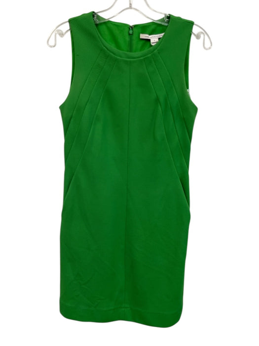 Diane Von Furstenberg Size 6 Green Polyamide Pique Pleated Detail Shift Dress Green / 6