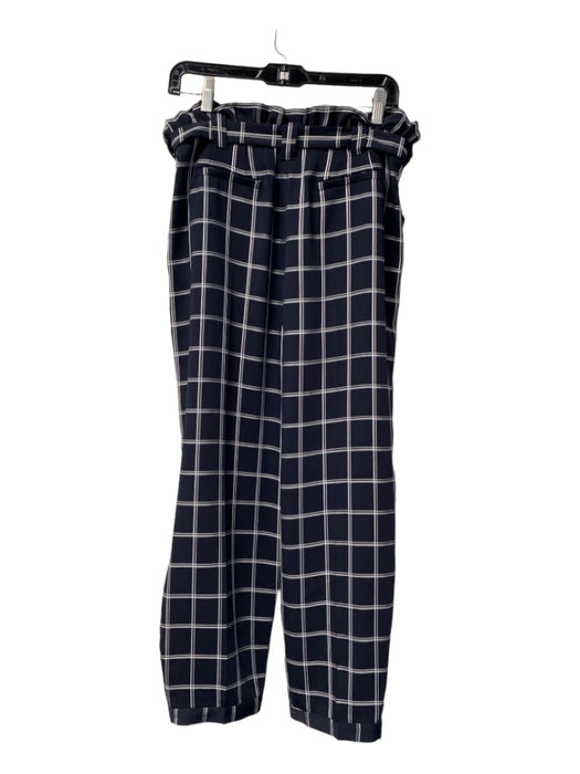 Elizabeth & James Size 4 Navy & white Polyester Zip Fly Belted Checkered Pants Navy & white / 4