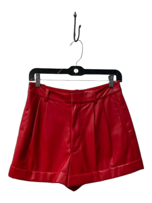 Alice + Olivia Classics Size 6 Red Polyurethane High Rise zip fly Mini Shorts Red / 6