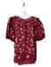 Ulla Johnson Size 4 Dark Maroon Cotton Short Balloon Sleeve Floral Ruffle Top Dark Maroon / 4