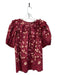 Ulla Johnson Size 4 Dark Maroon Cotton Short Balloon Sleeve Floral Ruffle Top Dark Maroon / 4