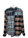 Rails Size S Blue, Teal, & Brown Rayon Blend Plaid Button Up Collared Top Blue, Teal, & Brown / S