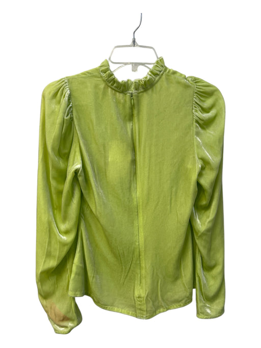 Ulla Johnson Size 2 PIstachio Viscose Velvet Back Zip Ruffle Neckline Top PIstachio / 2