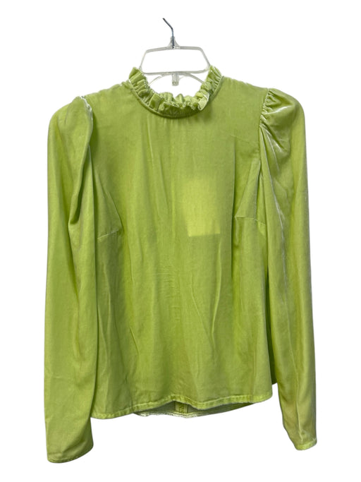 Ulla Johnson Size 2 PIstachio Viscose Velvet Back Zip Ruffle Neckline Top PIstachio / 2