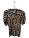 A.L.C. Size S Tan & black Cotton Cheetah Round Neck Short Sleeve Fitted Top Tan & black / S