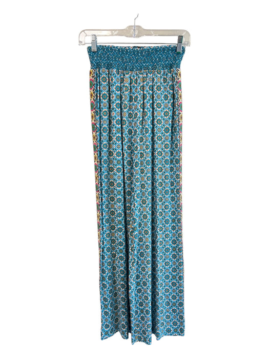 Alice & Olivia Size S BLUE MULTI Viscose Wide Leg Halter Top Cropped Pant Set BLUE MULTI / S