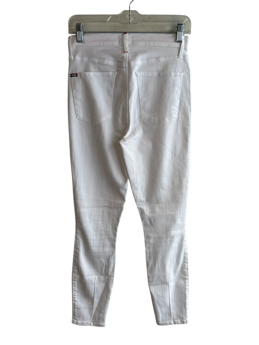 Alice & Olivia jeans Size 27 White Cotton Blend Zip Fly 5 Pocket Skinny Jeans White / 27