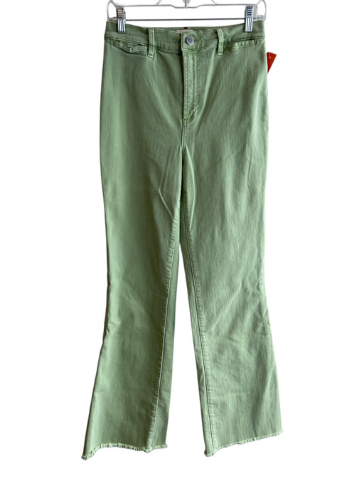 Alice & Olivia Size 28 Light Green Cotton Blend High Waist Zip Fly Raw Hem Jeans Light Green / 28