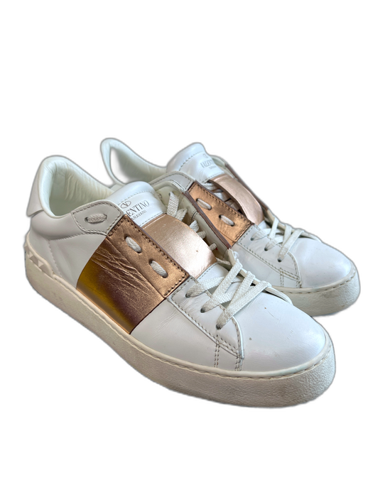 Valentino Garavani Shoe Size 7.5 White & Rose Gold Leather Almond Toe Shoes White & Rose Gold / 7.5