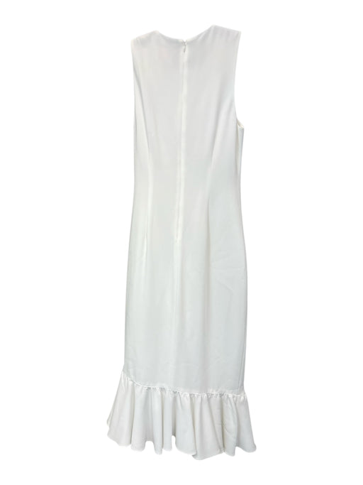 Cinq a Sept Size 4 White Triacetate Blend Round Neck Sleeveless Tie Detail Dress White / 4