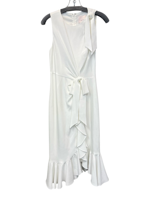 Cinq a Sept Size 4 White Triacetate Blend Round Neck Sleeveless Tie Detail Dress White / 4