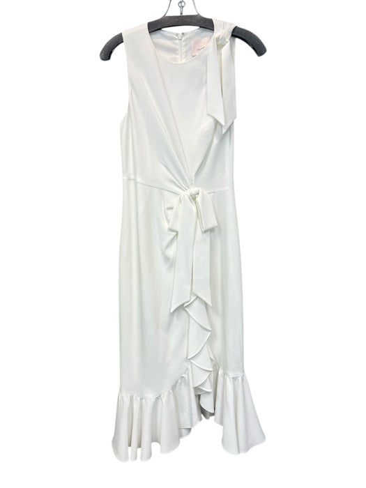 Cinq a Sept Size 4 White Triacetate Blend Round Neck Sleeveless Tie Detail Dress White / 4