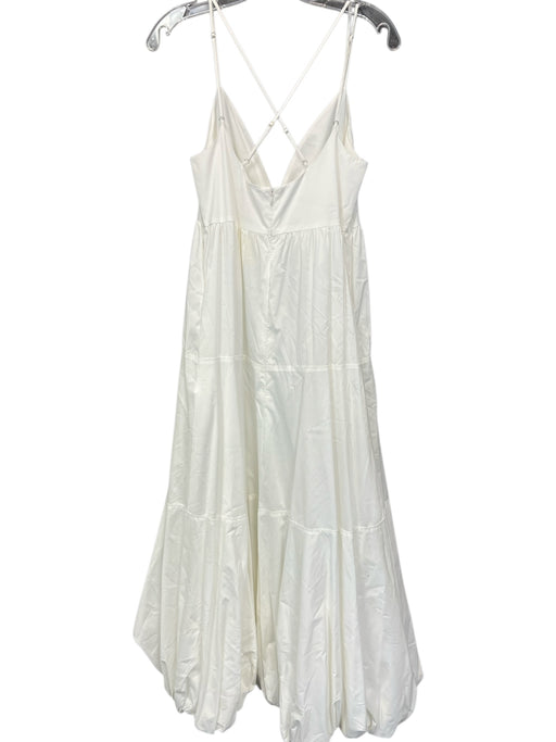 Cinq a Sept Size 6 White Cotton Blend Spaghetti Strap Back Zip Tiered Maxi Dress White / 6