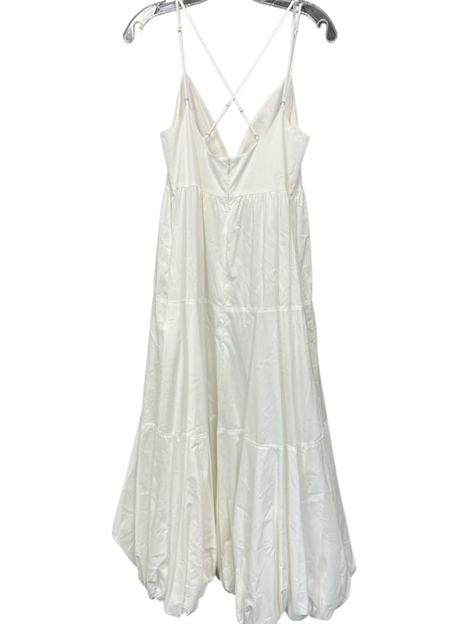 Cinq a Sept Size 6 White Cotton Blend Spaghetti Strap Back Zip Tiered Maxi Dress White / 6