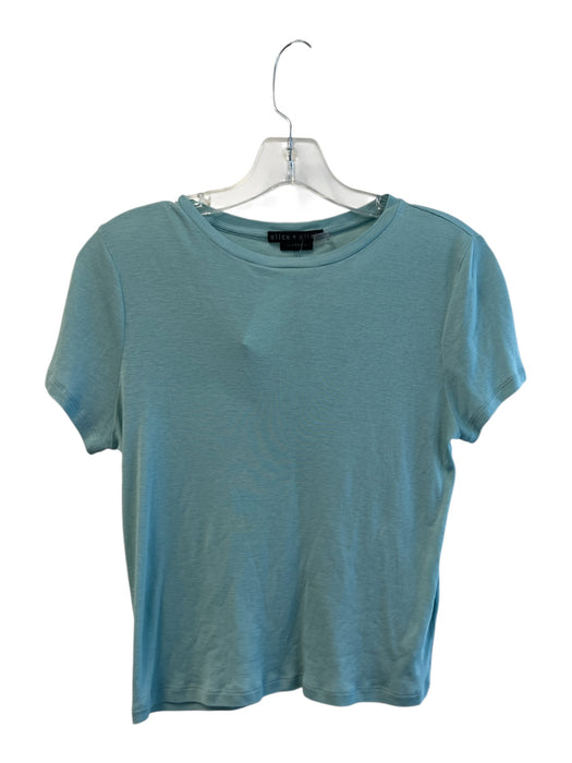 Alice + Olivia Size Small Teal Lyocell & Cotton Round Neck Short Sleeve Top Teal / Small