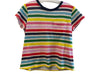 Pam & Gela Size Small Multi Cotton Striped Short Sleeve Round Neck Top Multi / Small